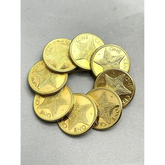 Vintage USA One Cent Coin Wreath Brooch Pin